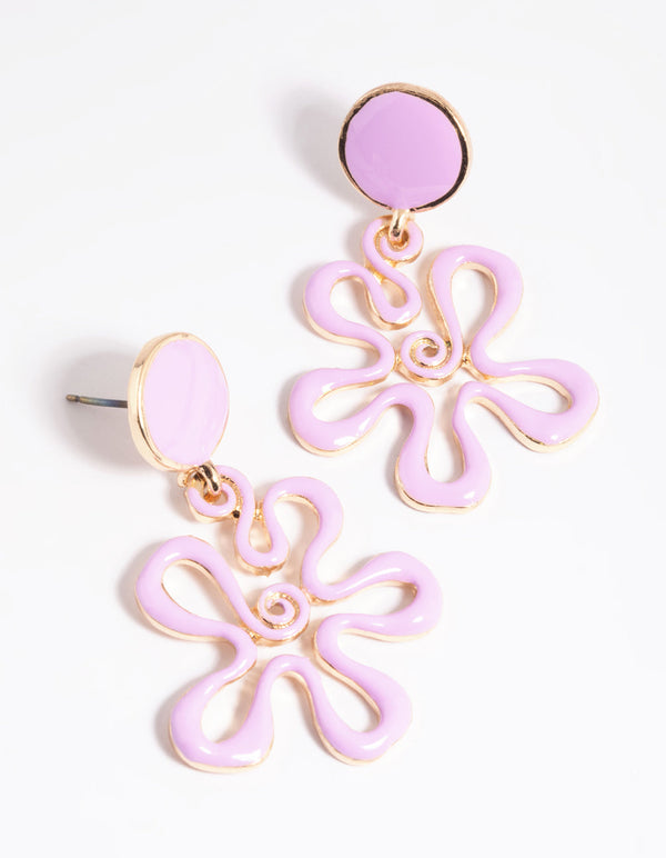 90s Purple Flower Drop Earrings