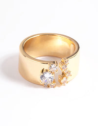 Gold Plated Cubic Zirconia Open Front Ring - link has visual effect only