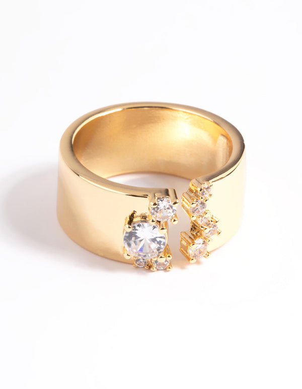 Gold Plated Cubic Zirconia Open Front Ring