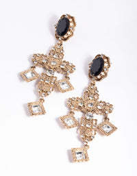 Antique Gold & Black Statement Drop Earrings - link has visual effect only