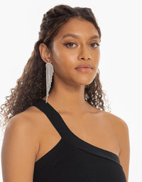 Silver Diamante Chain Drop Earrings - link has visual effect only