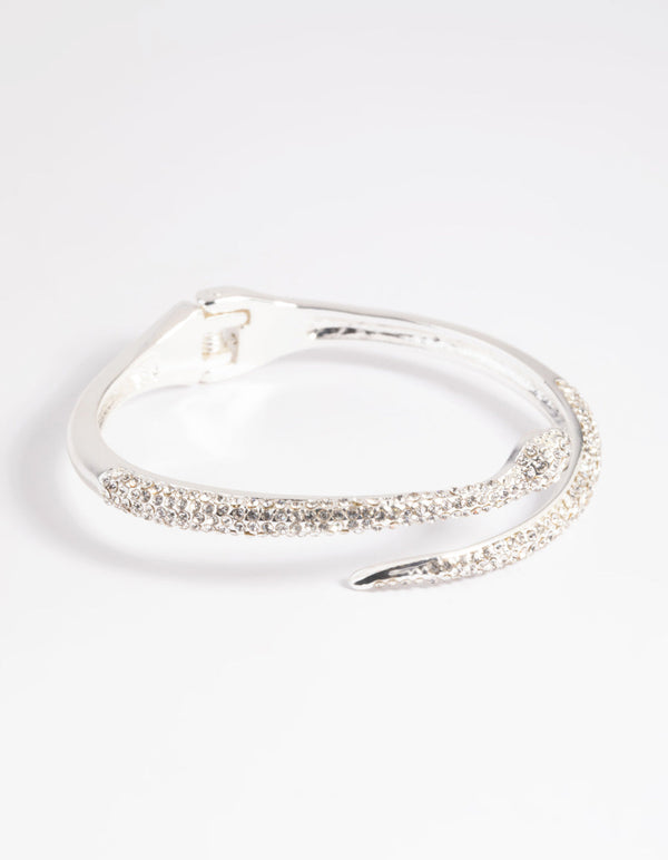 Silver Diamante Snake Hinge Bracelet