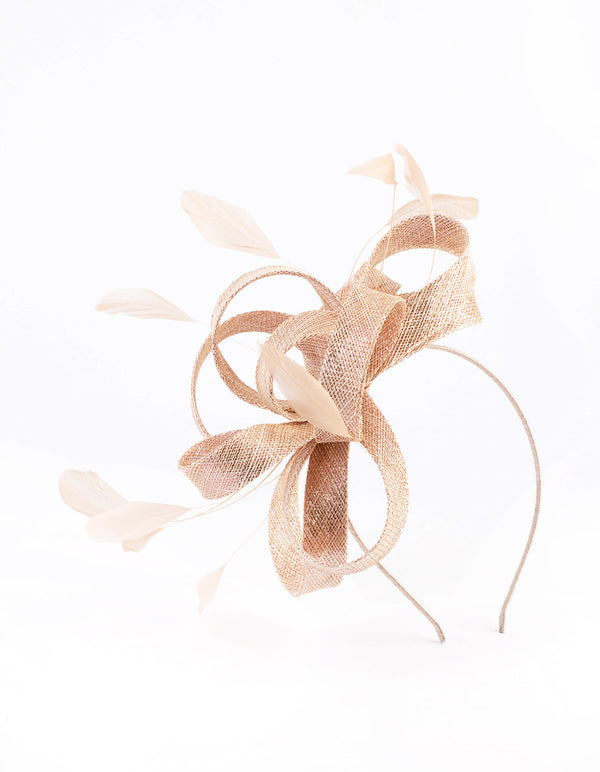 Sinamay Looped Bow Feather Fascinator