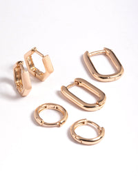 Gold Mini Shaped Huggie Earrings Pack - link has visual effect only