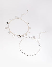 Silver 90s Charm Choker & Anklet Set - link has visual effect only