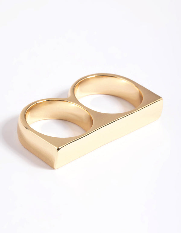 Gold Double Bar Ring