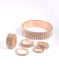 Rose Gold Diamante Cupchain Bracelet & Ring - link has visual effect only