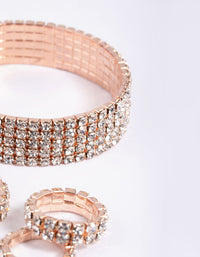 Rose Gold Diamante Cupchain Bracelet & Ring - link has visual effect only