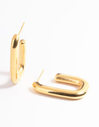 Gold Plated Stainless Steel Rounded Square Hoop Earrings - link has visual effect only