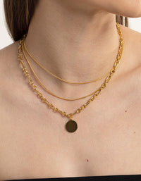 Gold Plated Stainless Steel Oval Chunky Disc Necklace - link has visual effect only