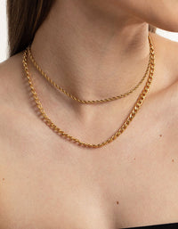 Gold Plated Stainless Steel Twist Chain Double Layer Necklace - link has visual effect only