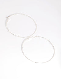 Silver 70mm Facet Textured Hoop Earrings - link has visual effect only