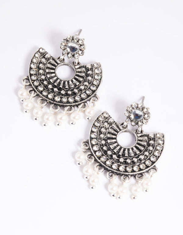 Mini Diamante Pearl Earrings