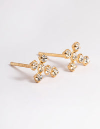 Gold Plated Sterling Silver Cubic Zirconia Cross Stud Earrings - link has visual effect only