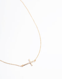 Gold Simple Bar Cross Necklace - link has visual effect only
