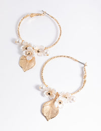 Gold Large Flower Cluster Hoop Earrings - link has visual effect only