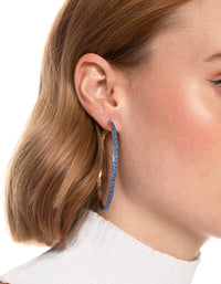 Blue Narrow Glitter Hoop Earrings - link has visual effect only