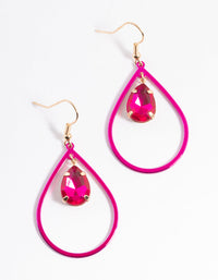Fushia Open Pear & Stone Drop Earrings - link has visual effect only