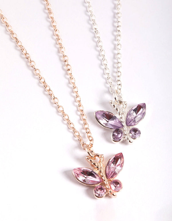 Mixed Metal Mini Butterfly Necklace Pack