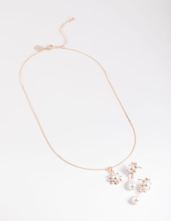 Gold Pearl Flower Pendant Necklace – Magnolia Boutique