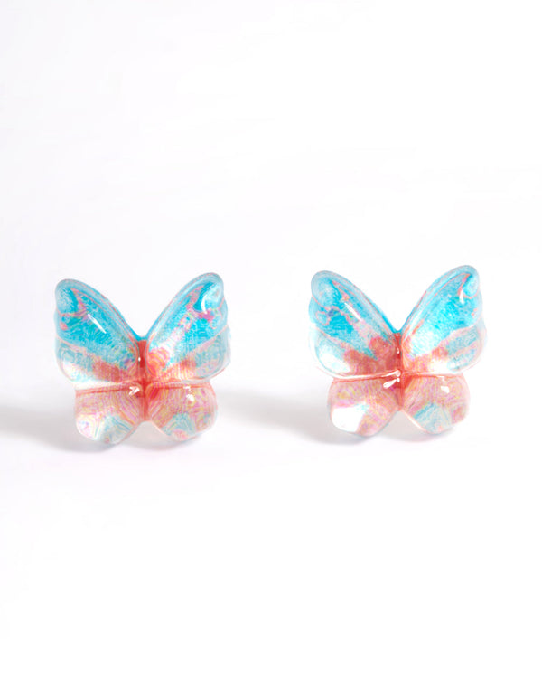 Plastic Resin Butterfly Stud Earrings