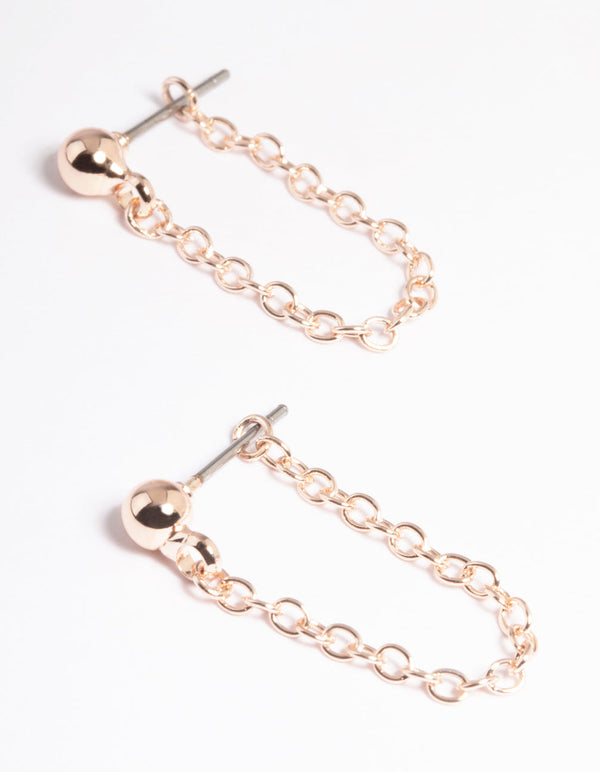 Rose Gold Ball Chain Front & Back Earrings