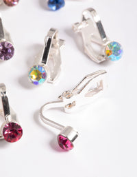 Kids Silver Basic Diamante Clip On Earring 5-Pack - link has visual effect only