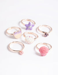 Kids Rose Gold Seaside Ring 6-Pack - link has visual effect only