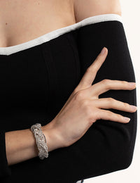 Silver 3 Row Diamante Braid Bracelet - link has visual effect only