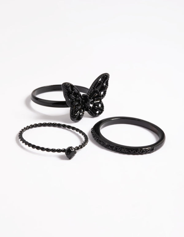 Black Butterfly Ring Pack