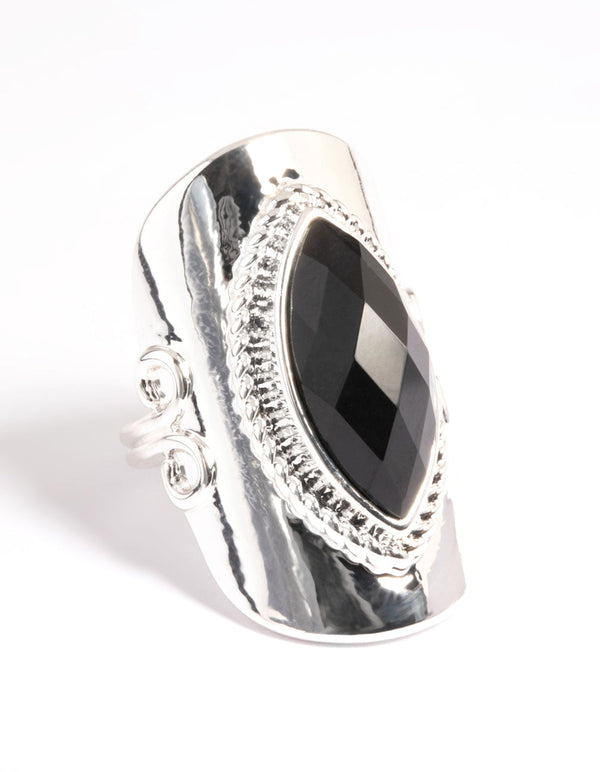 Silver Boho Stone Set Ring