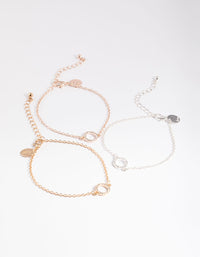 Mixed Metal Diamante Open Circle Bracelet Pack - link has visual effect only