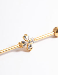 Gold Plated Titanium Flower Industrial Bar - link has visual effect only