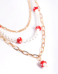 Gold Row Pearl Mushroom Necklace - link has visual effect only