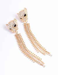 Gold Diamante Panther Cupchain Earrings - link has visual effect only