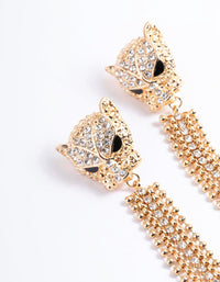 Gold Diamante Panther Cupchain Earrings - link has visual effect only