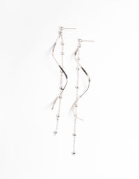 Rhodium Twist Ball Chain Drop Earrings - link has visual effect only