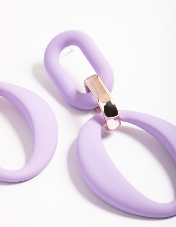 Lilac Rubber Coat Link Drop Earrings