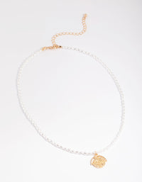 Gold Pearly Disc Pendant Necklace - link has visual effect only