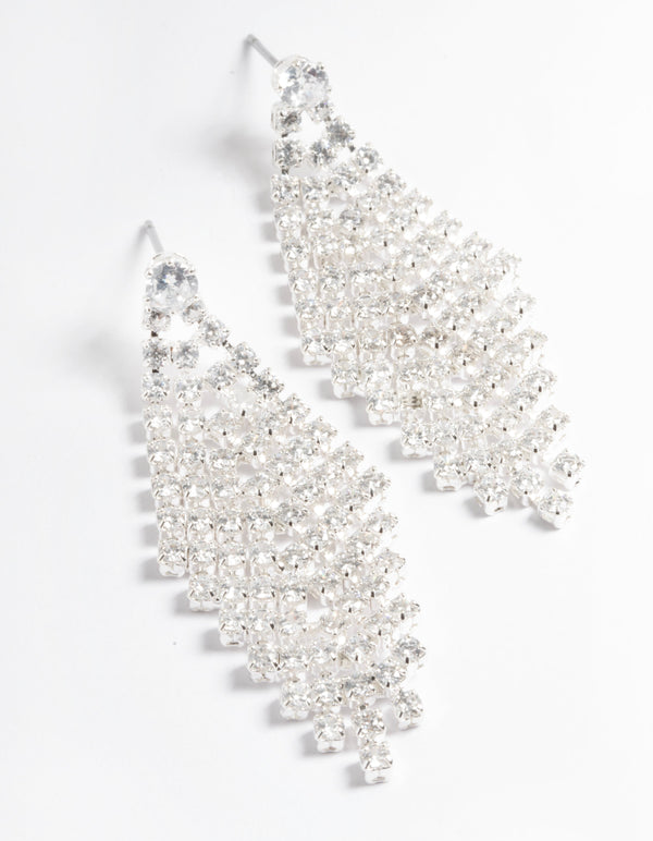 Cubic Zirconia Tier Diamante Drop Earrings