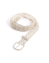 Silver Diamante Mesh Chain Belt - link has visual effect only
