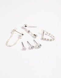 Silver Front & Back Stud Earrings 6-Pack - link has visual effect only