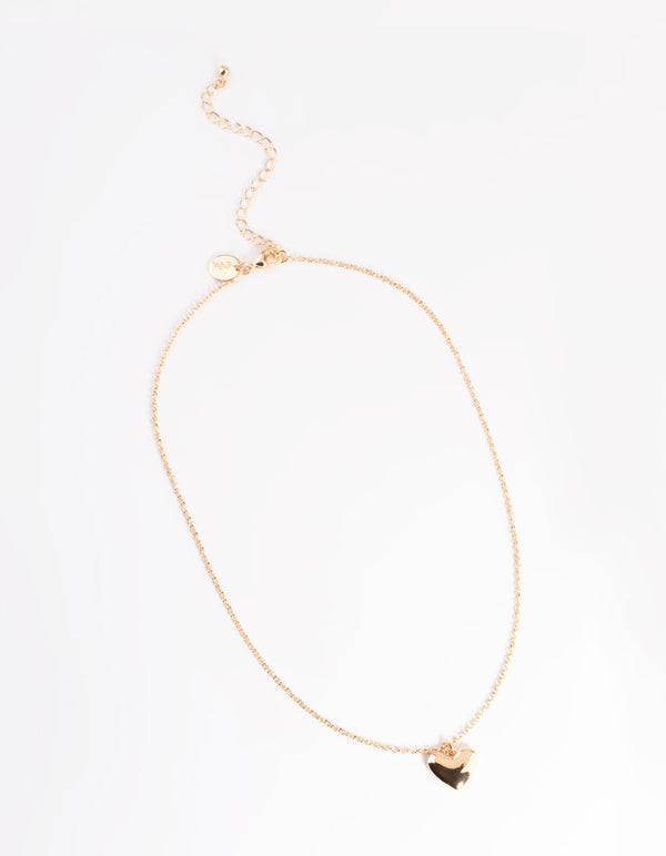 Gold Bubble 3D Heart Necklace