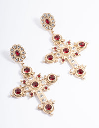 Red Statement Cross Earrings - link has visual effect only