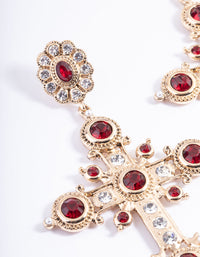 Red Statement Cross Earrings - link has visual effect only