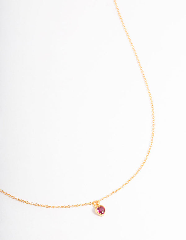 Gold Plated Sterling Silver Stone Heart Necklace