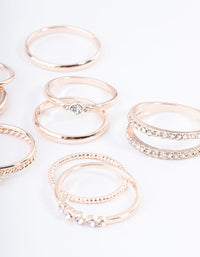 Rose Gold Mixed Diamante Band Ring Pack - link has visual effect only