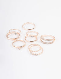 Rose Gold Mixed Diamante Band Ring Pack - link has visual effect only