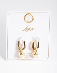 Gold Plated Brass Ball Drop Huggie Earrings - link has visual effect only