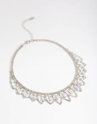 Silver Large Triangle Diamante Statement Necklace - link has visual effect only